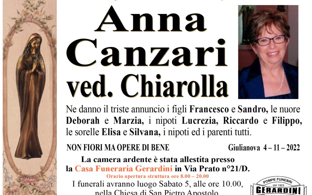 ANNA CANZARI VED. CHIAROLLA