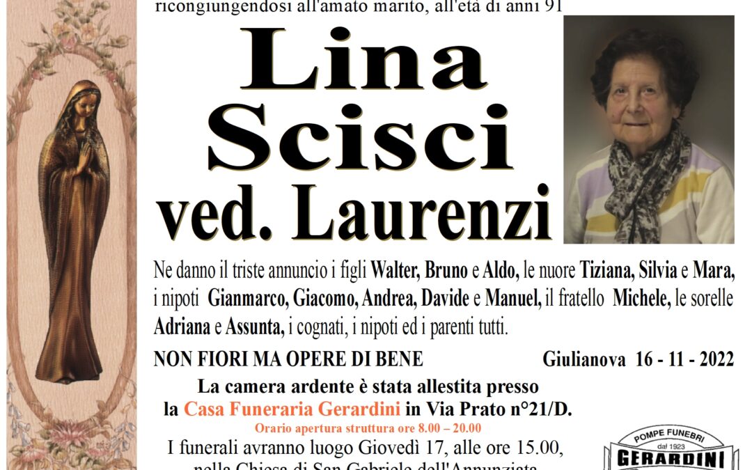 LINA SCISCI VED. LAURENZI