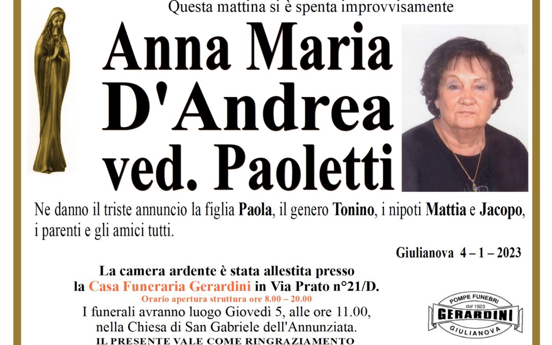 ANNA MARIA D’ANDREA VED. PAOLETTI