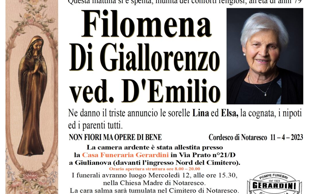 FILOMENA DI GIALLORENZO VED. D’EMILIO