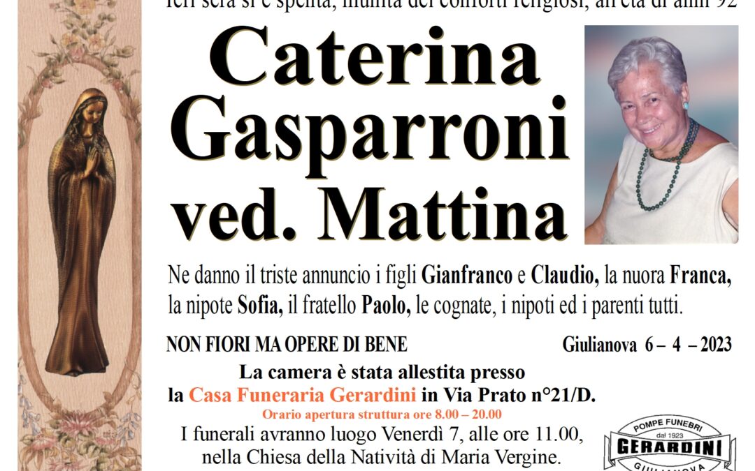 CATERINA GASPARRONI VED. MATTINA