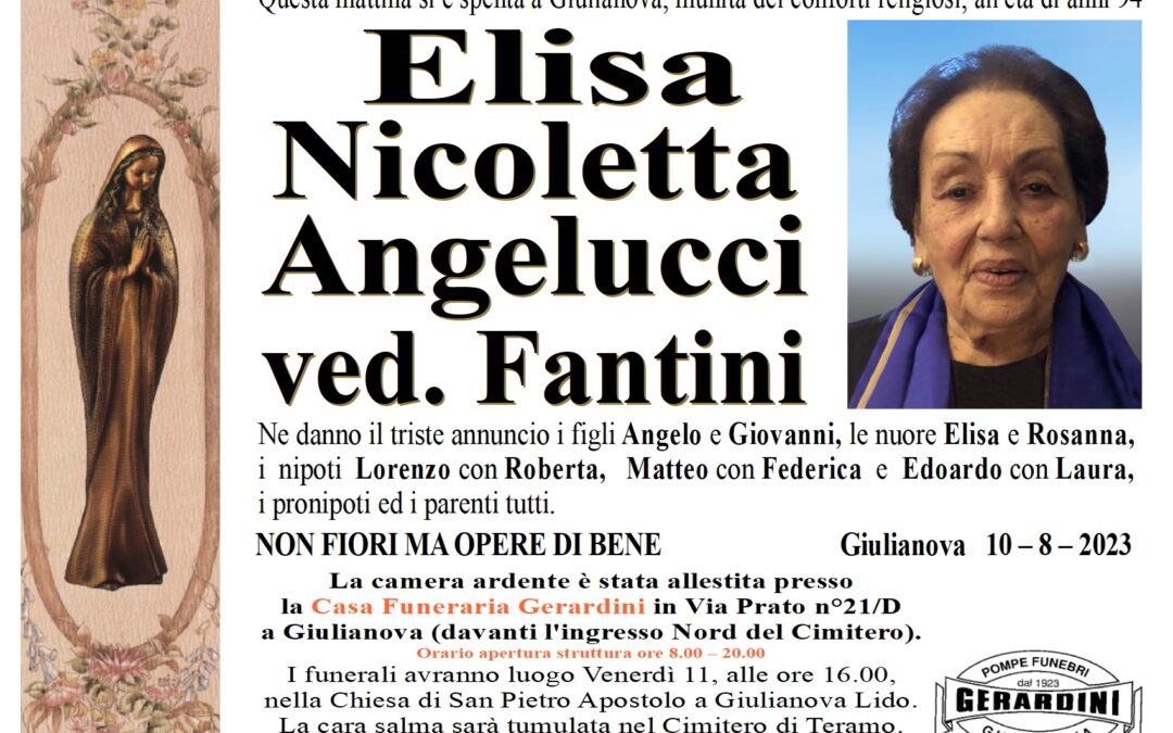 ELISA NICOLETTA ANGELUCCI VED. FANTINI