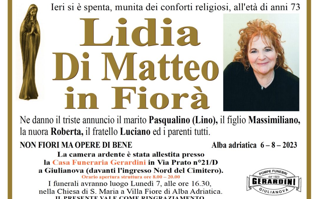 LIDIA DI MATTEO IN FIORA’