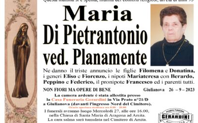 MARIA DI PIETRANTONIO VED. PLANAMENTE