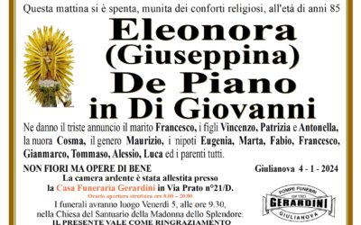 ELEONORA (GIUSEPPINA) DE PIANO IN DI GIOVANNI