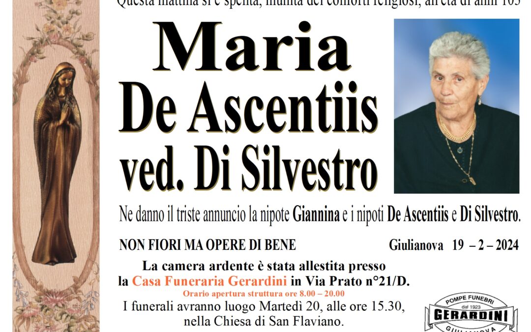 MARIA DE ASCENTIIS VED. DI SILVESTRO