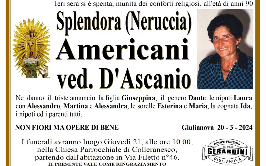 SPLENDORA AMERICANI VED. D’ASCANIO