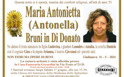 MARIA ANTONIETTA (ANTONELLA) BRUNI IN DI DONATO