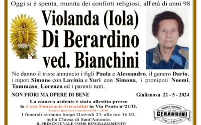 VIOLANDA (IOLA) DI BERARDINO VED. BIANCHINI