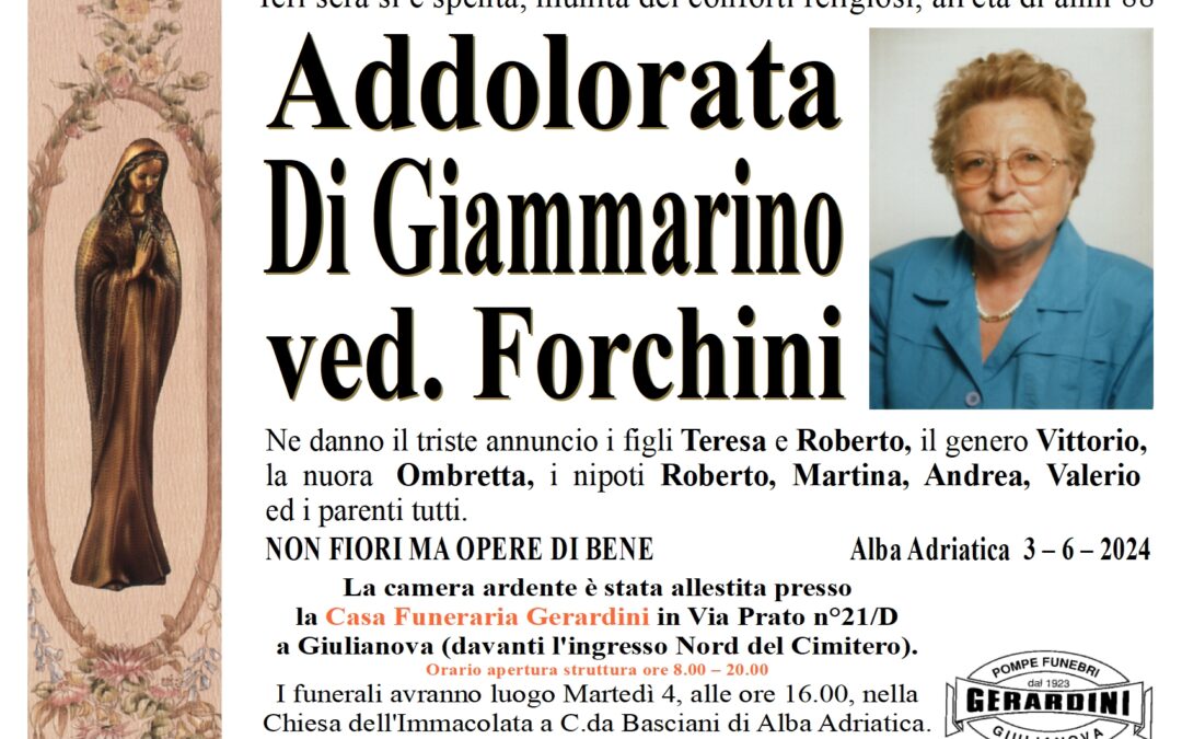 ADDOLORATA DI GIAMMARINO VED. FORCHINI