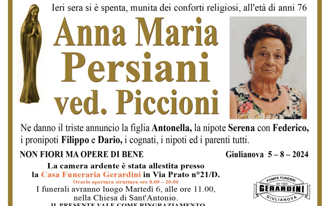 ANNA MARIA PERSIANI ved. PICCIONI