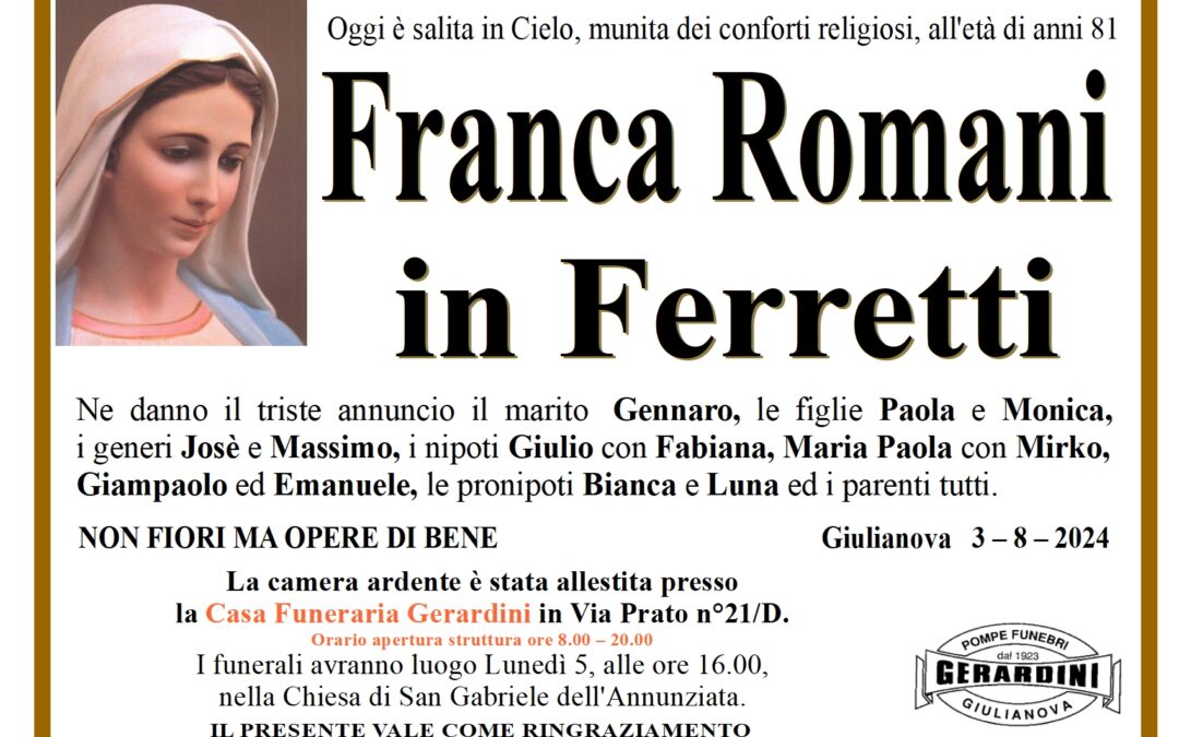 FRANCA ROMANI IN FERRETTI