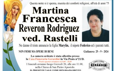 MARTINA FRANCESCA REVERON RODRIGUEZ VED. RASTELLI