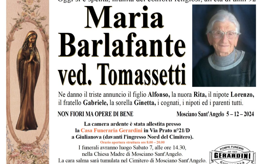 MARIA BARLAFANTE VED. TOMASSETTI