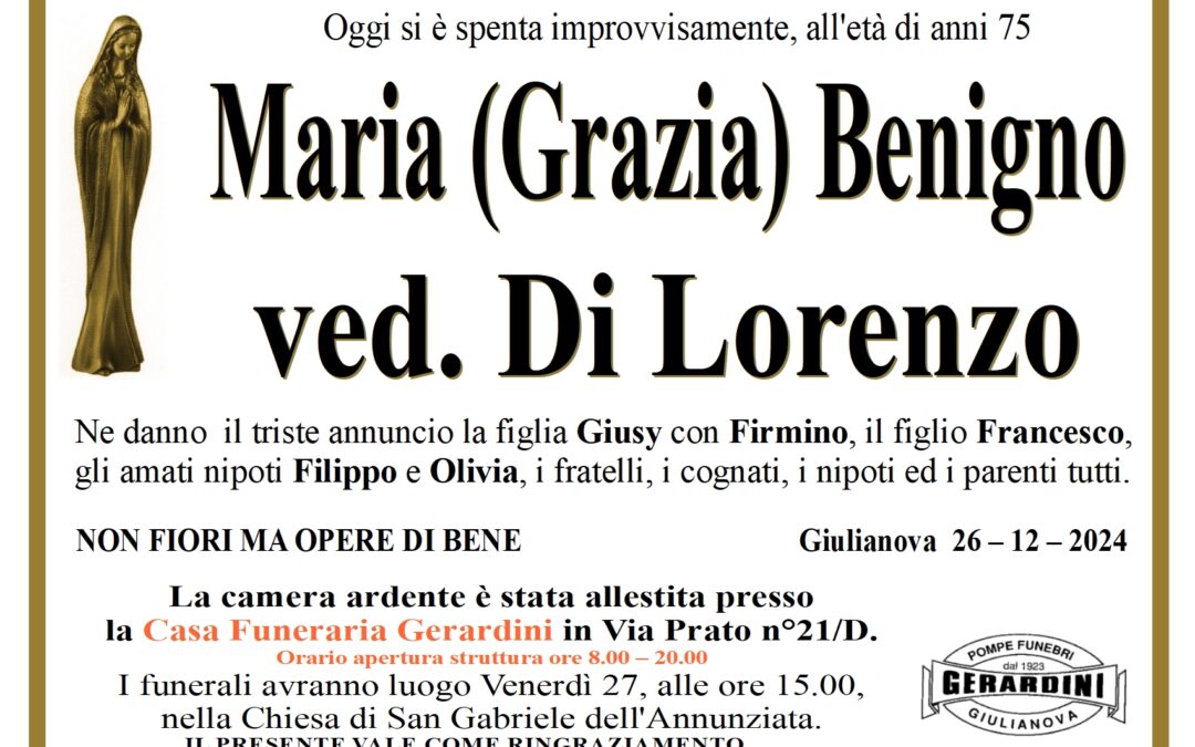 MARIA (GRAZIA) BENIGNO VED. DI LORENZO